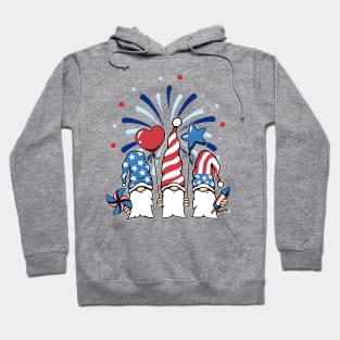 Gnomes Patriotic American Flag Cute 4th Of July Fourth Hoodie